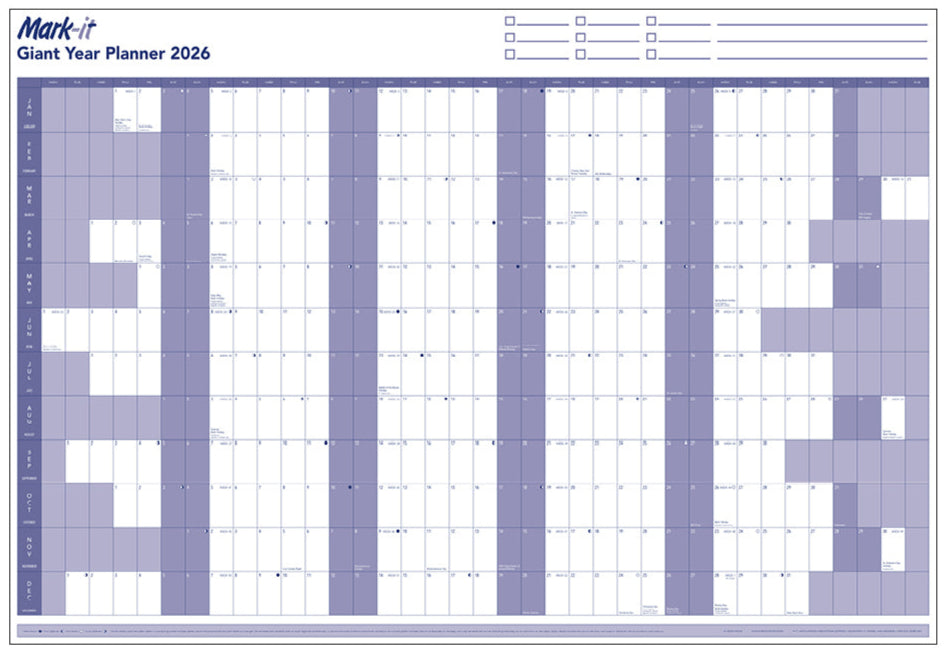 GIANT 2026 YEARLY WALL PLANNER - MARK IT