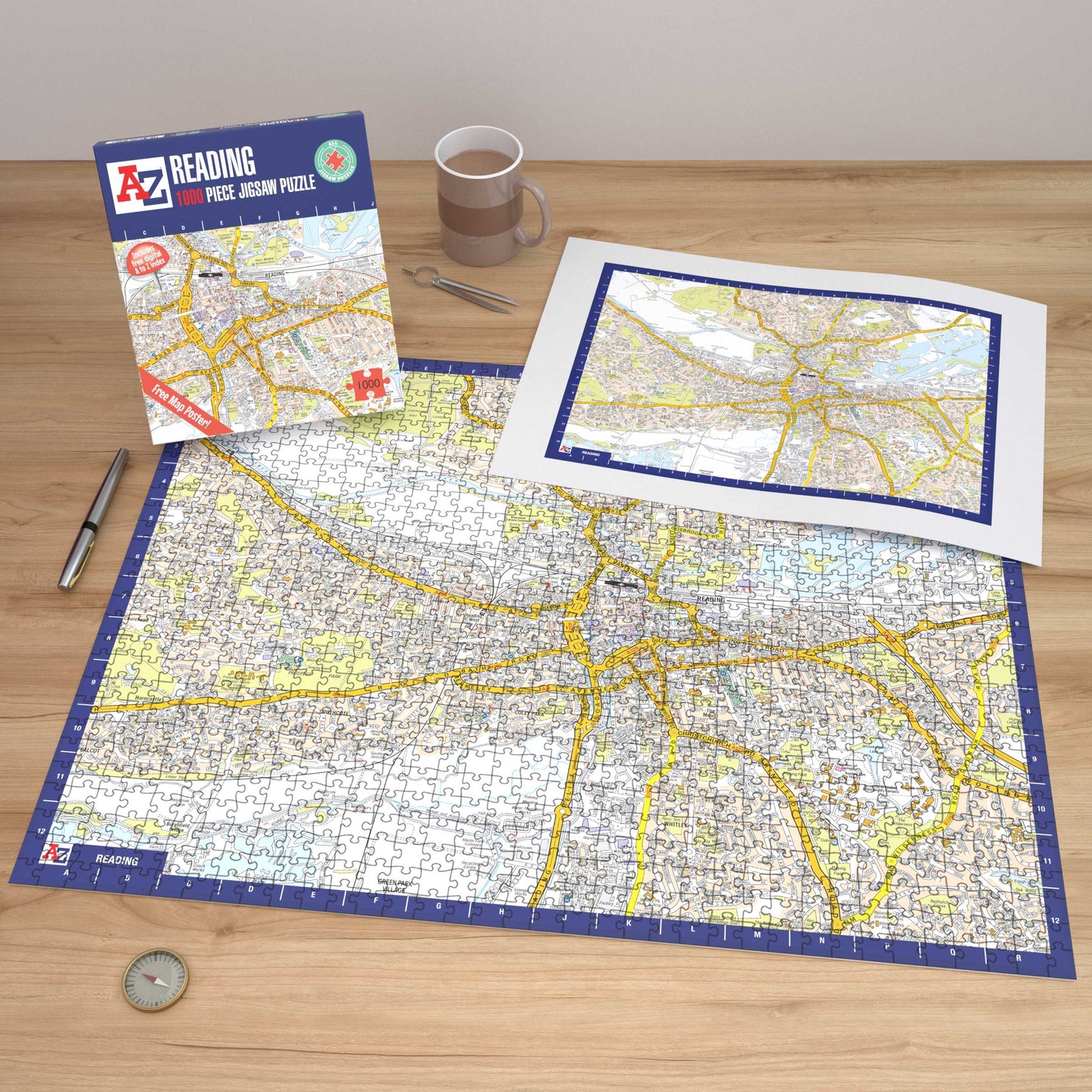 A-Z Map of Reading 1000 Piece Jigsaw
