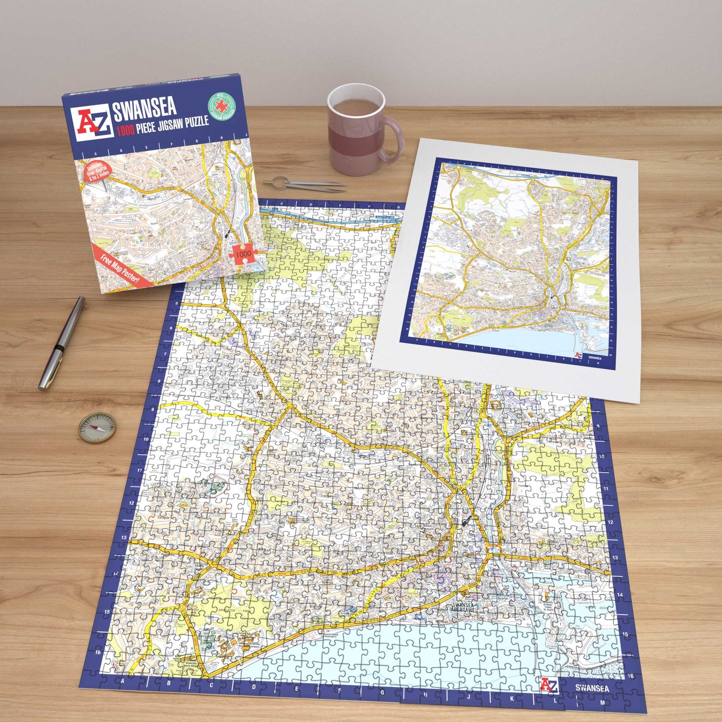 A-Z Map of Swansea 1000 Piece Jigsaw