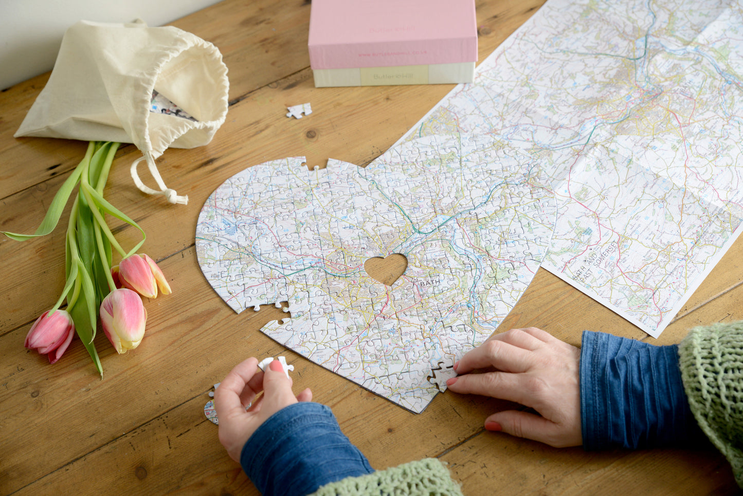 Hometown Heart Shaped UK Map Jigsaw Puzzle