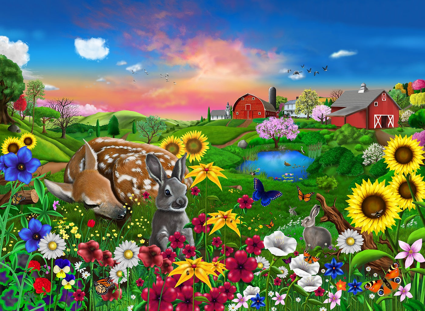 Peaceful Pastures 1000 or 500 Piece Jigsaw Puzzle
