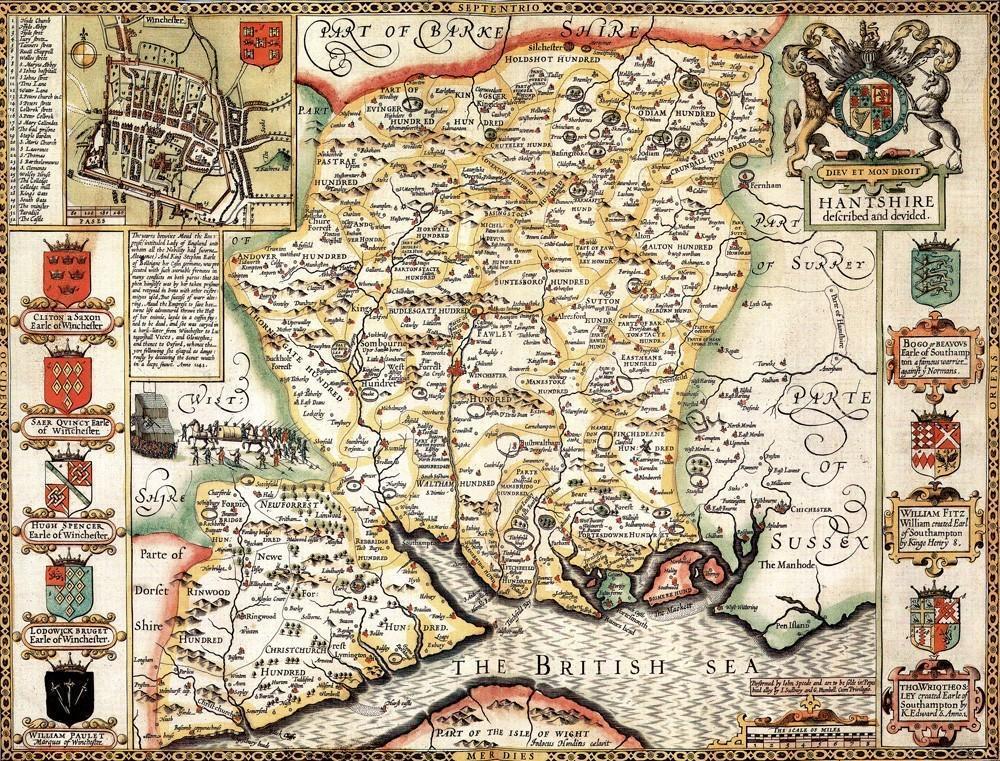Hampshire Historical Map 1000 Piece Jigsaw Puzzle (1610) - All Jigsaw Puzzles UK
- 1