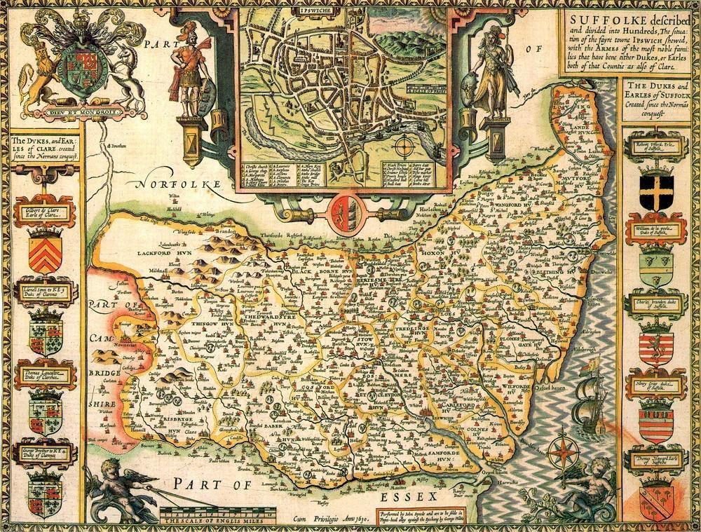 Suffolk Historical Map 1000 Piece Jigsaw Puzzle (1610) - All Jigsaw Puzzles UK
- 1