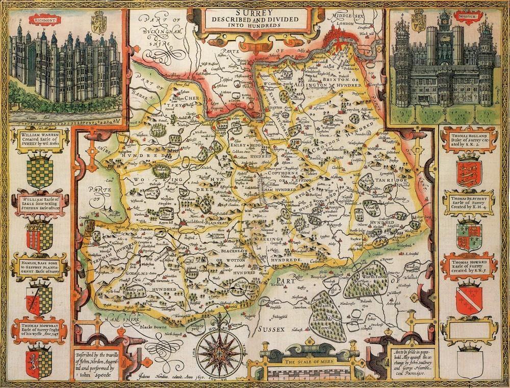Surrey Historical Map 1000 Piece Jigsaw Puzzle (1610) - All Jigsaw Puzzles UK
- 1