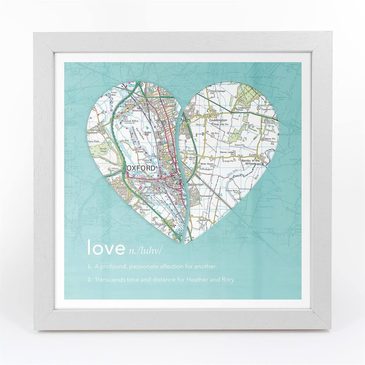 Wall Art - Joined Map Heart – Personalised Dictionary Definition Map Art - Love