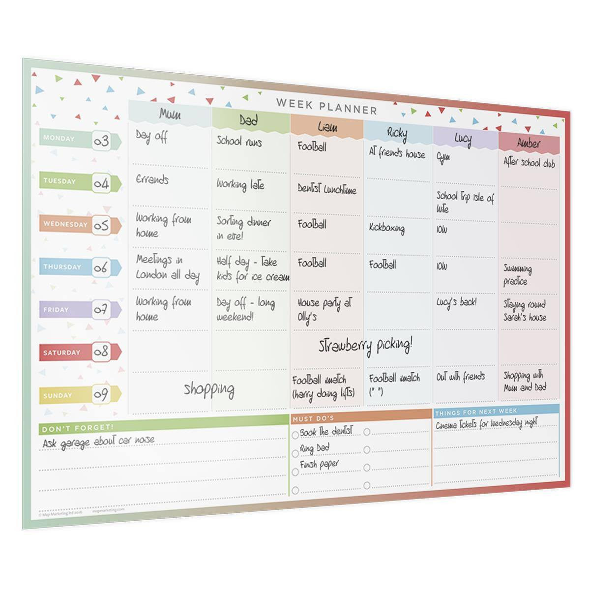 Wall Planner - Family Week Planner - Laminated Wall Planner