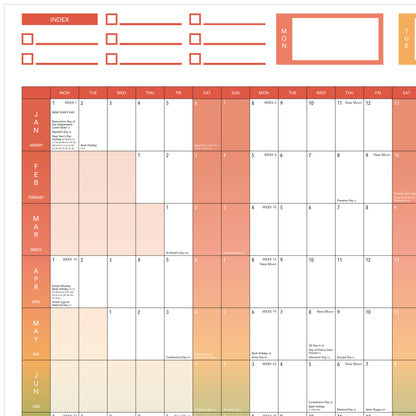 2024 GIANT YEAR WALL CHART AND HOLIDAY PLANNER