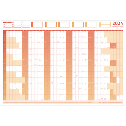 2024 GIANT YEAR WALL CHART AND HOLIDAY PLANNER