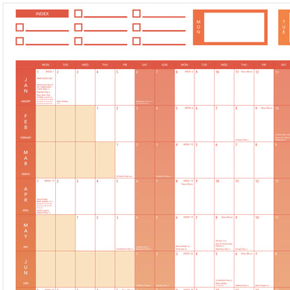 2024 GIANT YEAR WALL CHART AND HOLIDAY PLANNER