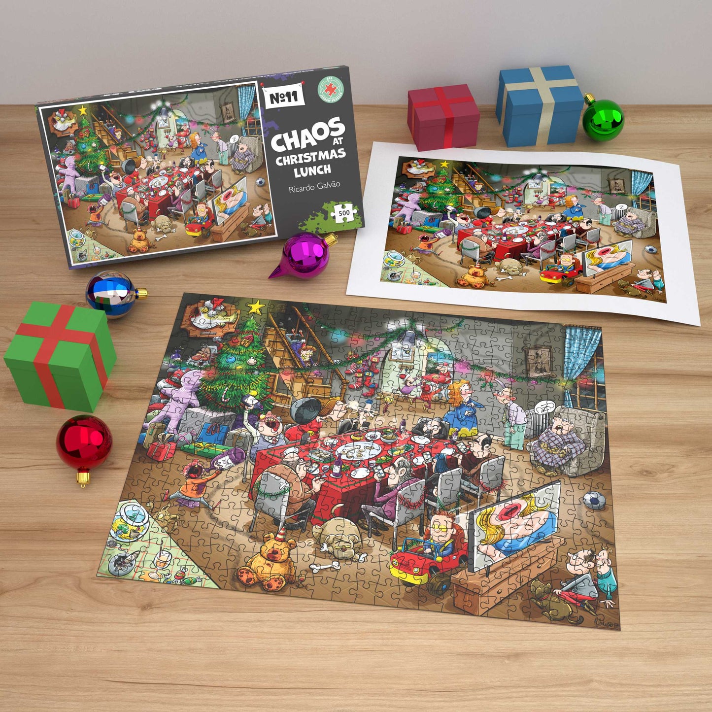 Chaos at Christmas Lunch - No. 11 1000 or 500 Piece Jigsaw Puzzles