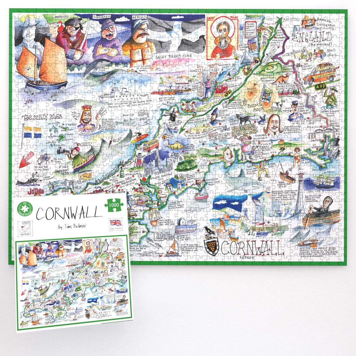 Map of Cornwall - Tim Bulmer 1000 Piece Jigsaw Puzzle