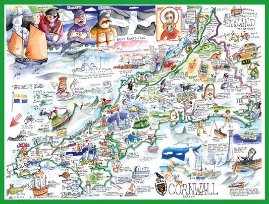 Map of Cornwall - Tim Bulmer 1000 Piece Jigsaw Puzzle