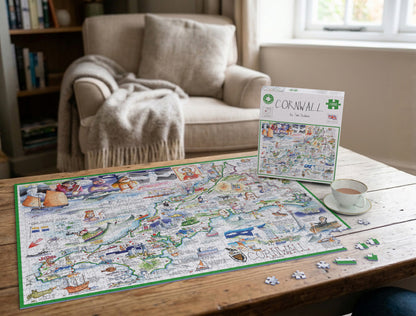 Map of Cornwall - Tim Bulmer 1000 Piece Jigsaw Puzzle