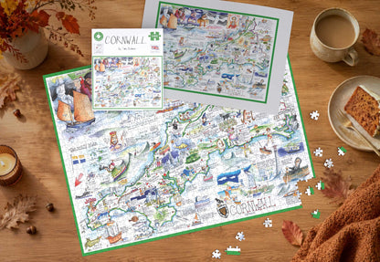 Map of Cornwall - Tim Bulmer 1000 Piece Jigsaw Puzzle