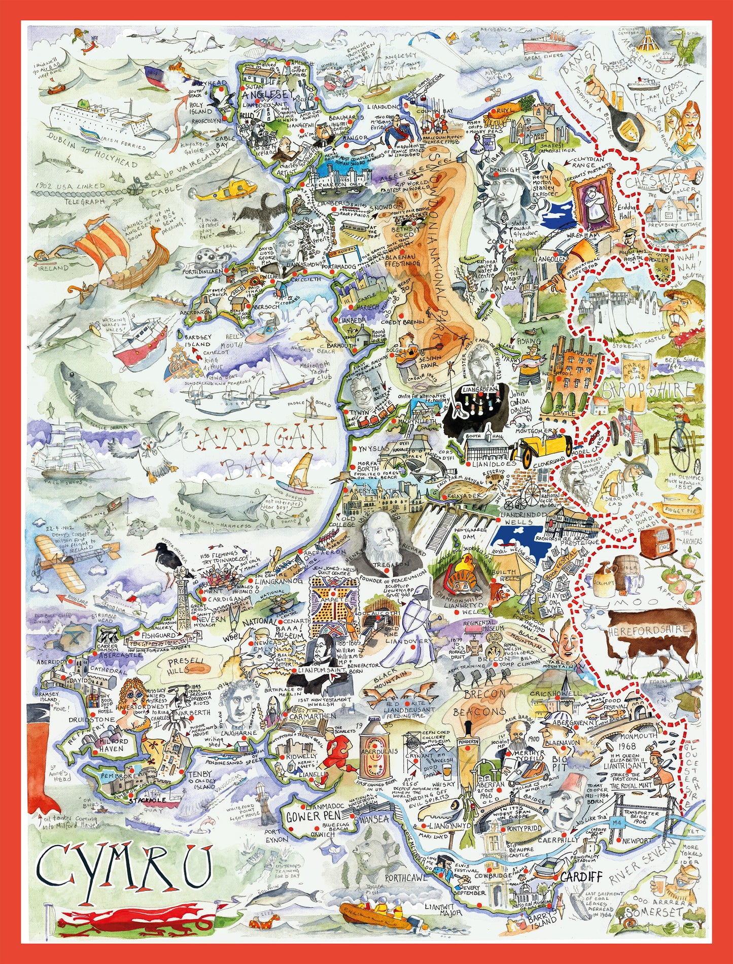 Tim Bulmer 1000 Piece Map of Wales Jigsaw Puzzle