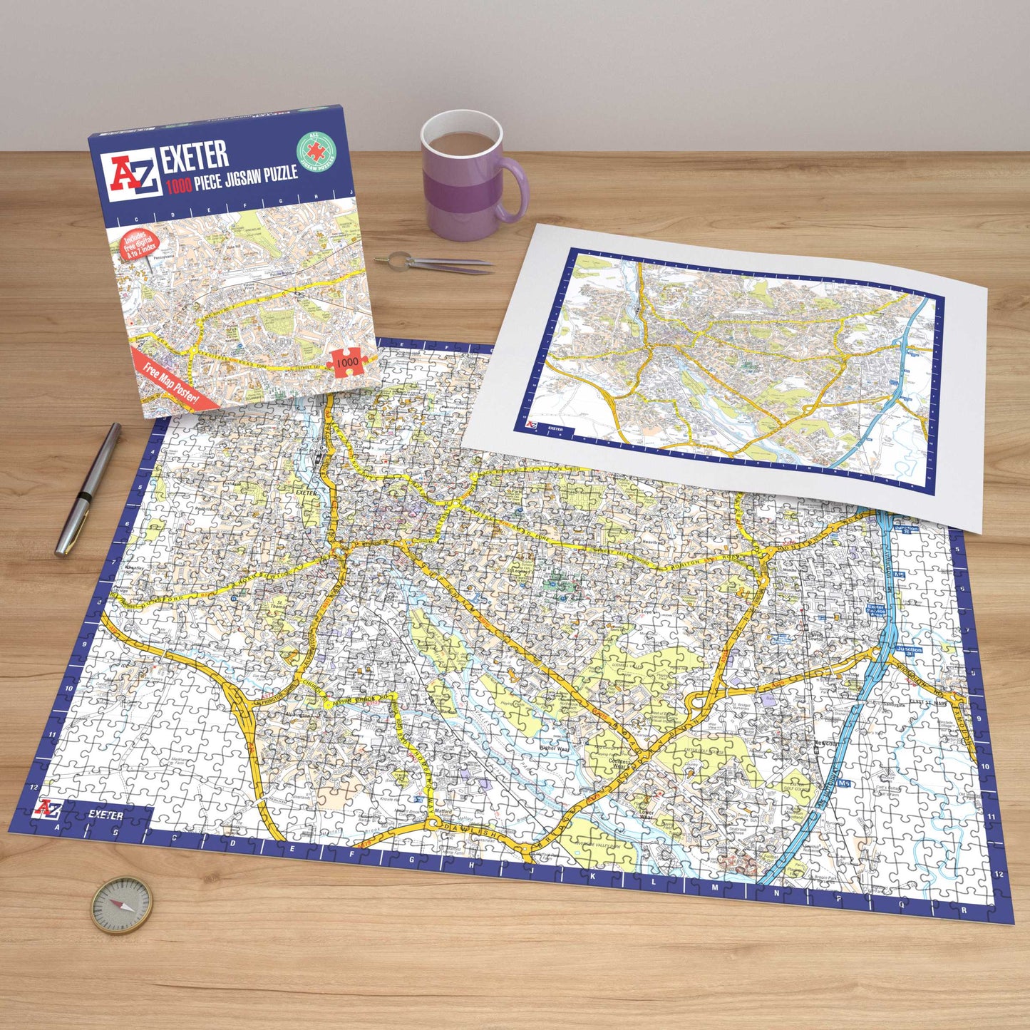 A-Z Map of  Exeter 1000 Piece Jigsaw
