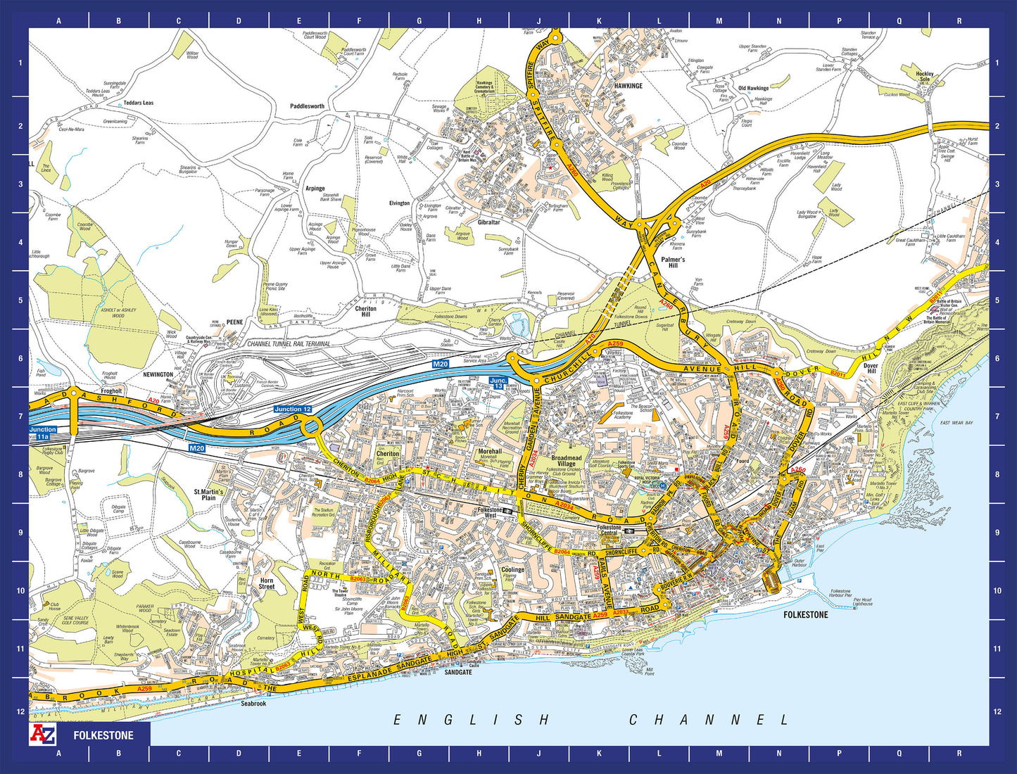 A-Z Map of  Folkestone 1000 Piece Jigsaw
