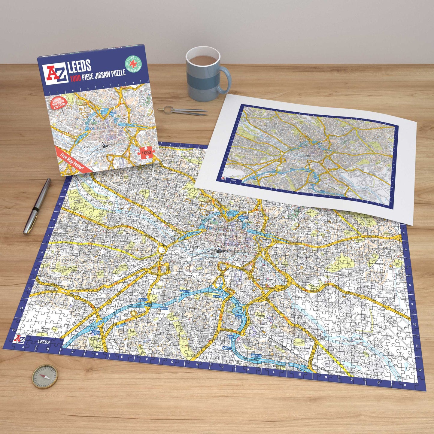 A-Z Map of  Leeds 1000 Piece Jigsaw