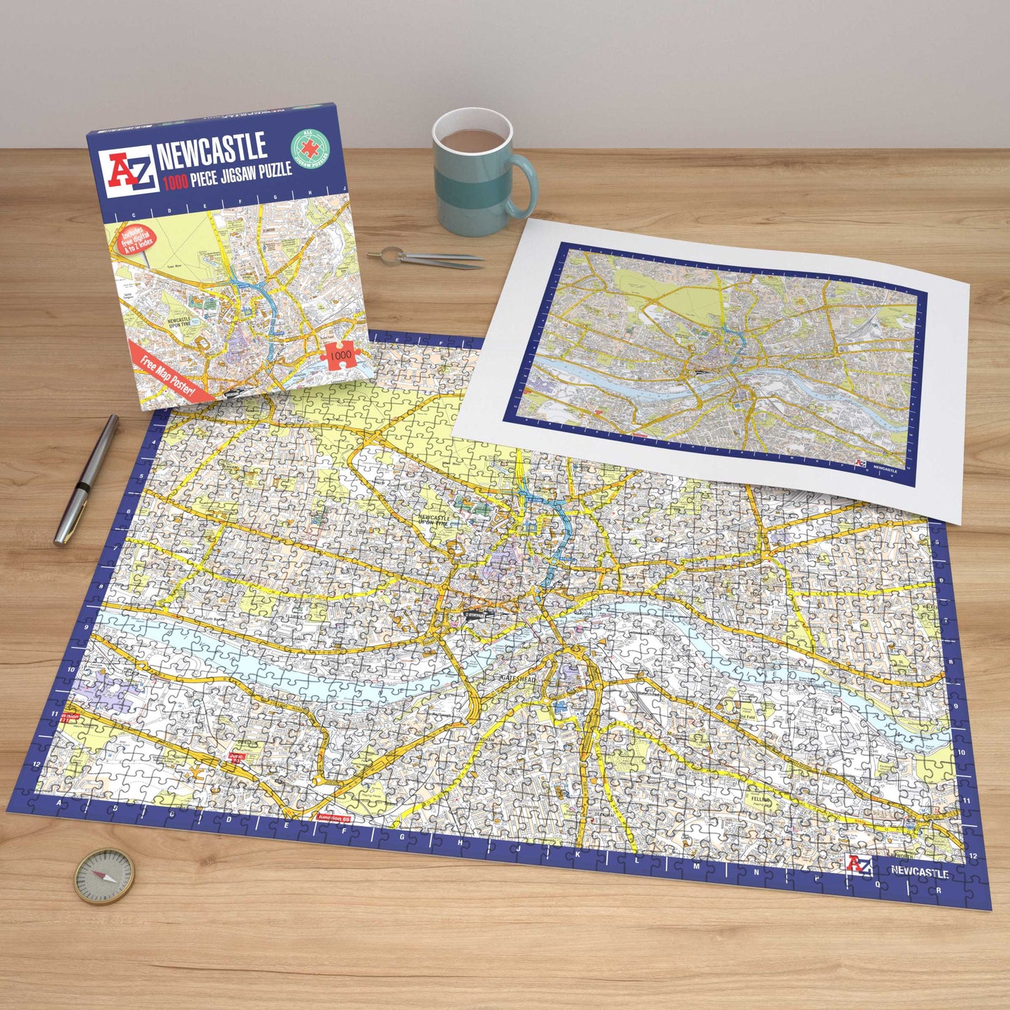 A-Z Map of  Newcastle 1000 Piece Jigsaw