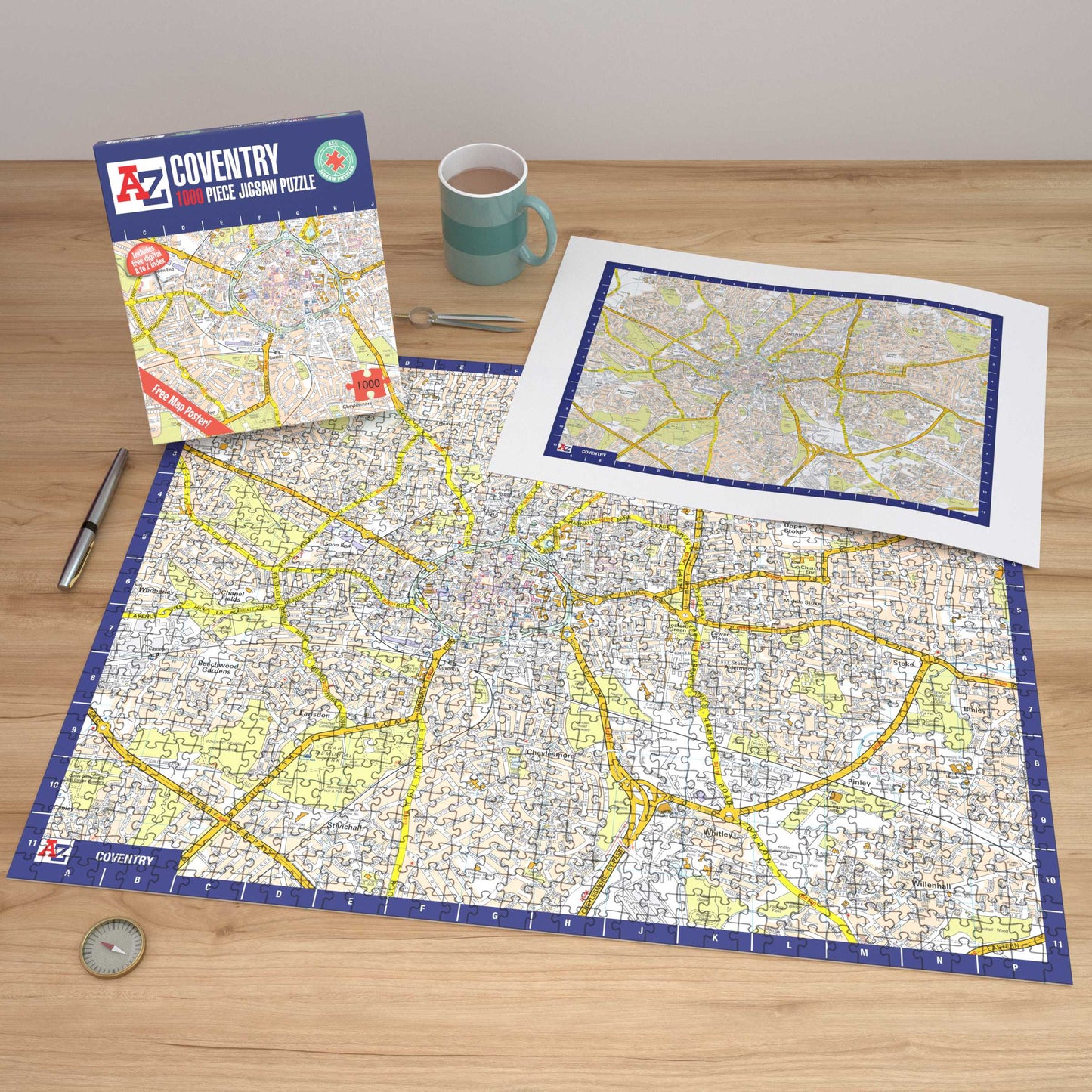 A-Z Map of  Coventry 1000 Piece Jigsaw