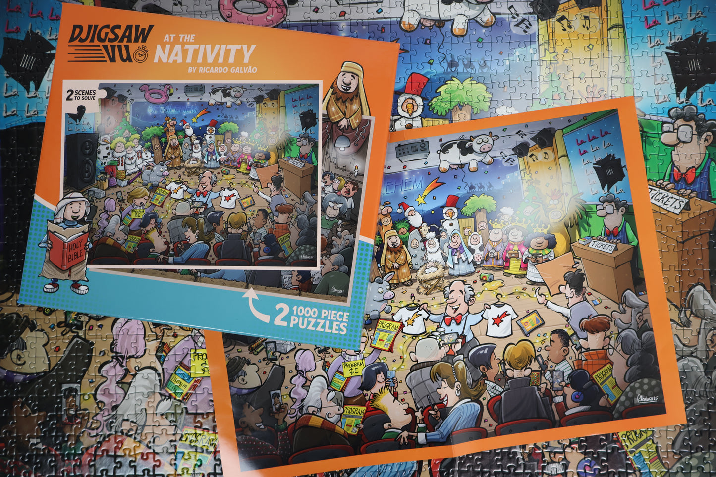 Djigsaw Vu  at the Nativity 2 x 1000 Piece Jigsaw Puzzle Set