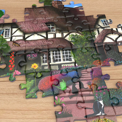 Cats in a Cottage Garden 1000 or 500 Piece Jigsaw Puzzles