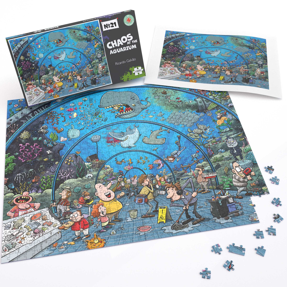 Chaos at the Aquarium 500 or 1000 Piece Jigsaw Puzzle - Chaos no. 21