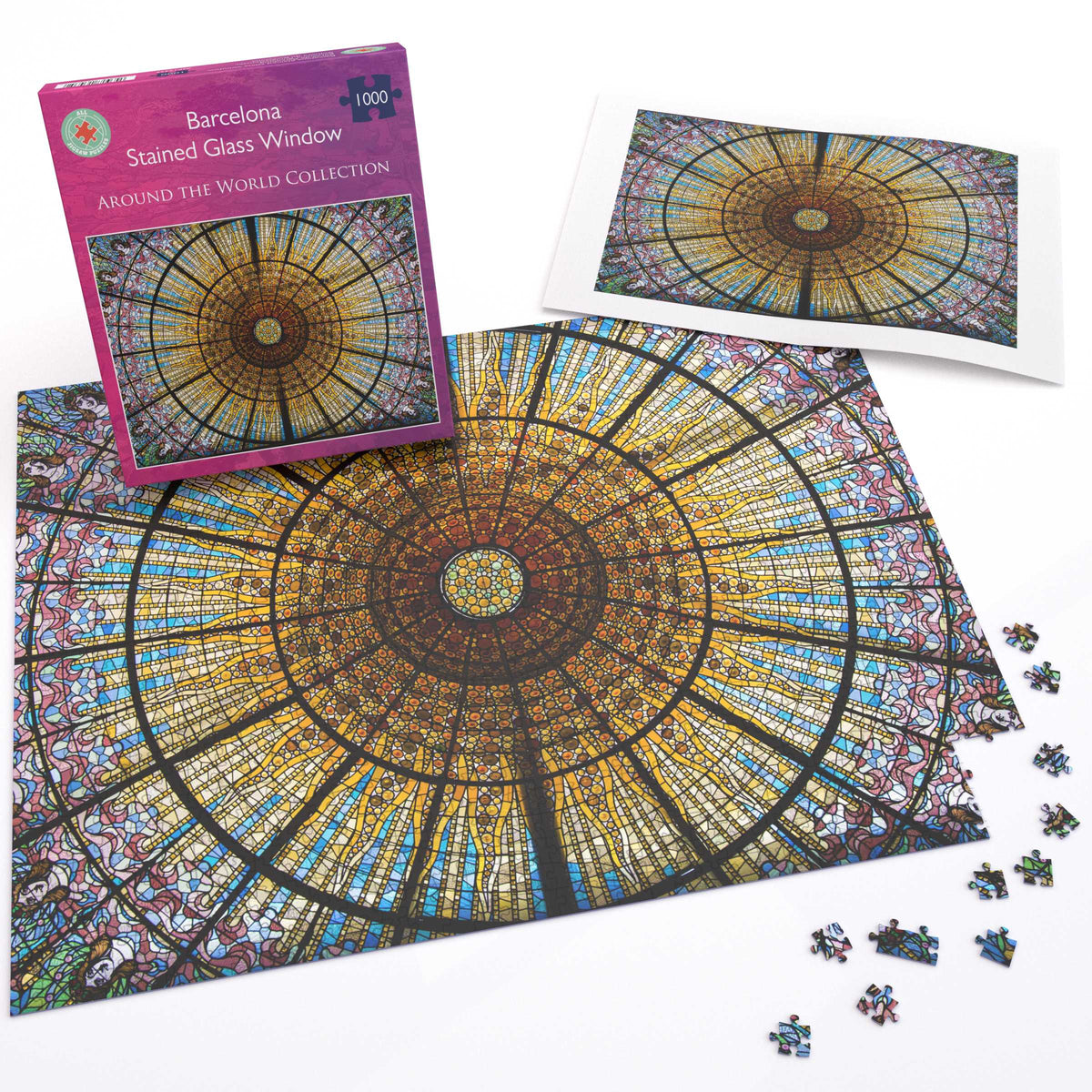 Barcelona Stained Glass Window 1000 Piece Jigsaw Puzzle