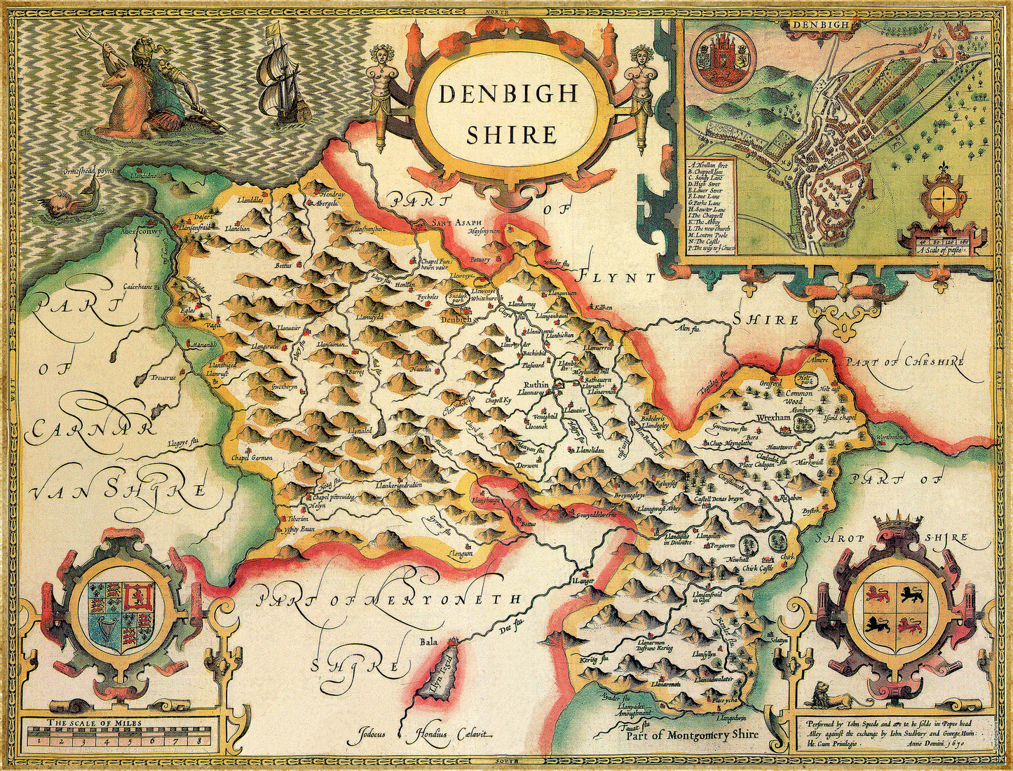 Denbighshire Historical Map 1000 Piece Jigsaw Puzzle (1610)