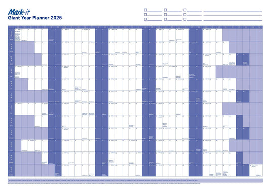 PRE-ORDER GIANT 2025 YEARLY WALL PLANNER - MARK IT (Laminated)
