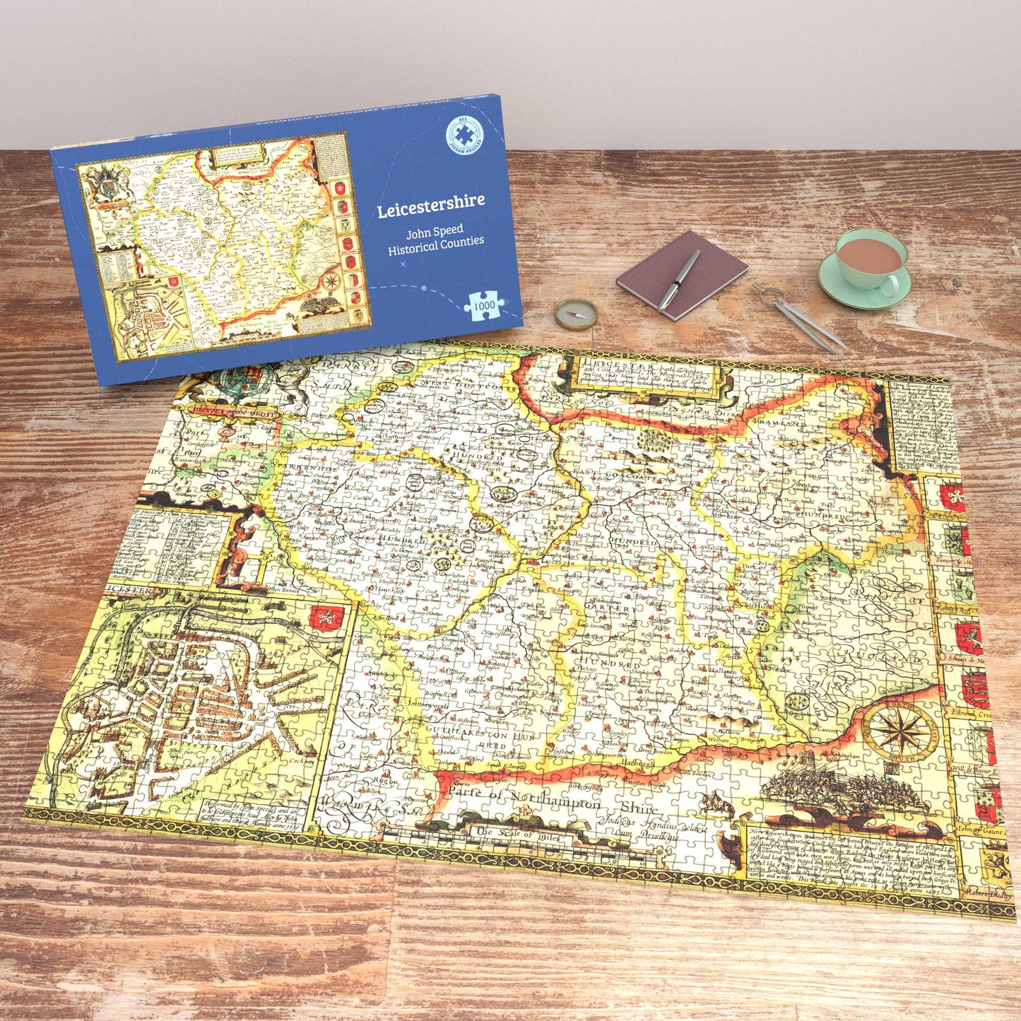 Leicestershire Historical Map 1000 Piece Jigsaw Puzzle (1610)