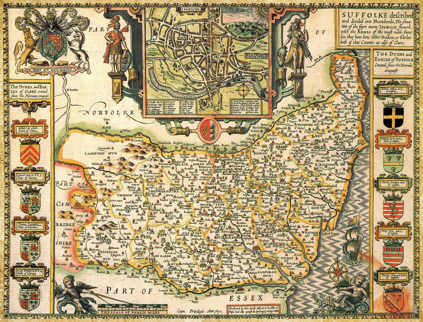 Suffolk Historical Map 1000 Piece Jigsaw Puzzle (1610)