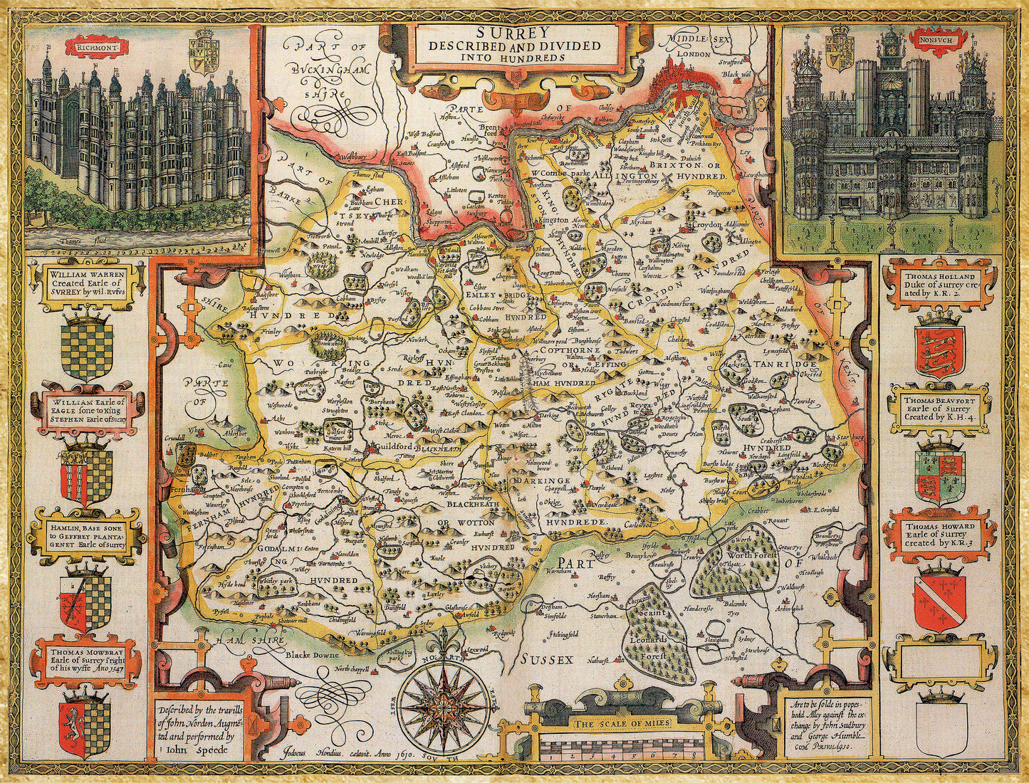 Surrey Historical Map 1000 Piece Jigsaw Puzzle (1610)