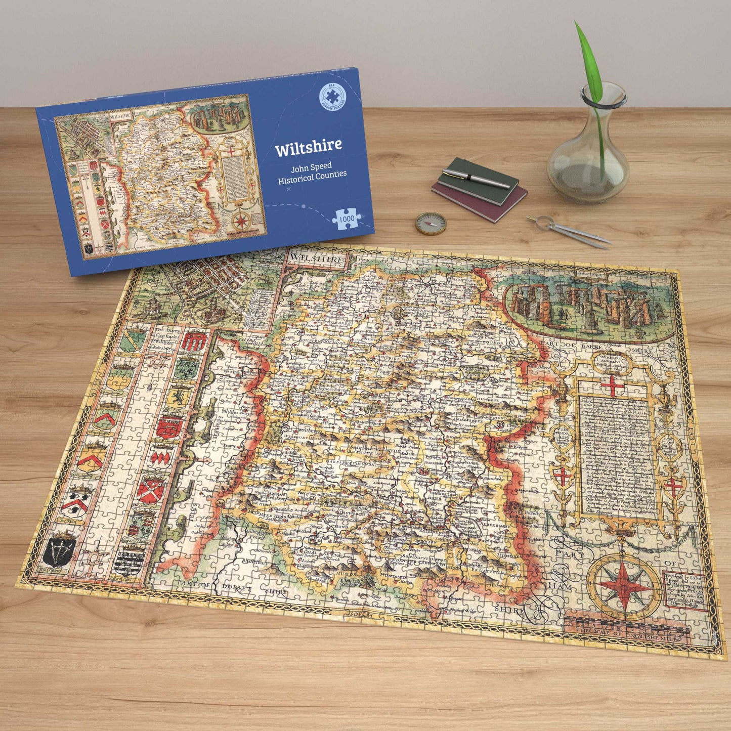 Wiltshire Historical Map 1000 Piece Jigsaw Puzzle (1610)