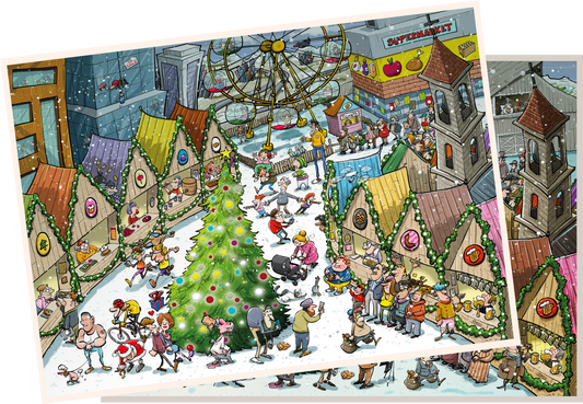 Djigsaw Vu at the Christmas Market 2 x 1000 Jigsaw Puzzles