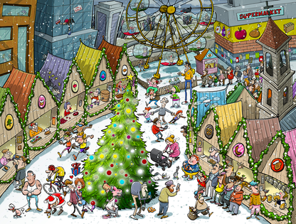 Djigsaw Vu at the Christmas Market 2 x 1000 Jigsaw Puzzles