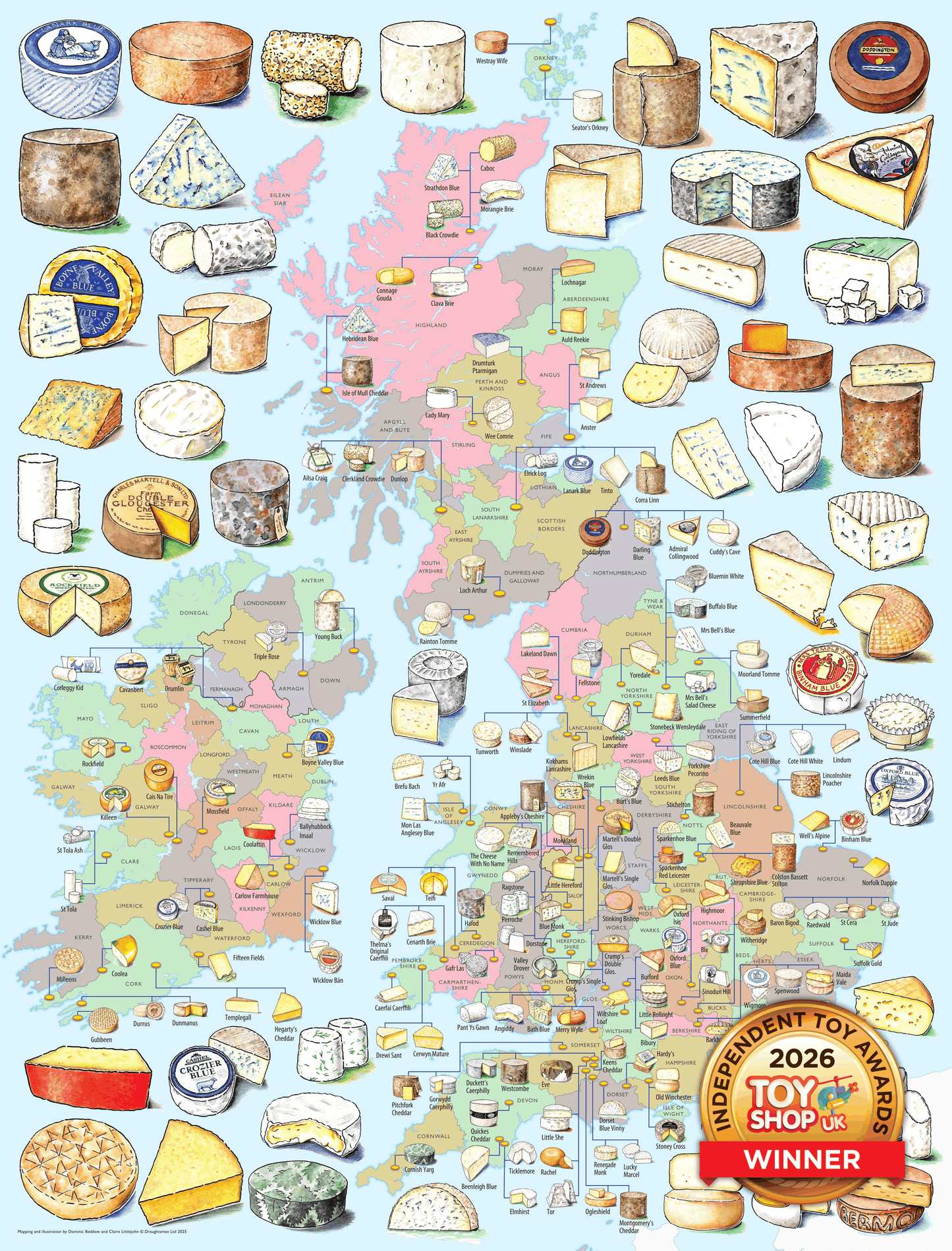 A Cheesemonger's Map of British & Irish Cheese 1000 Piece Jigsaw Puzzle