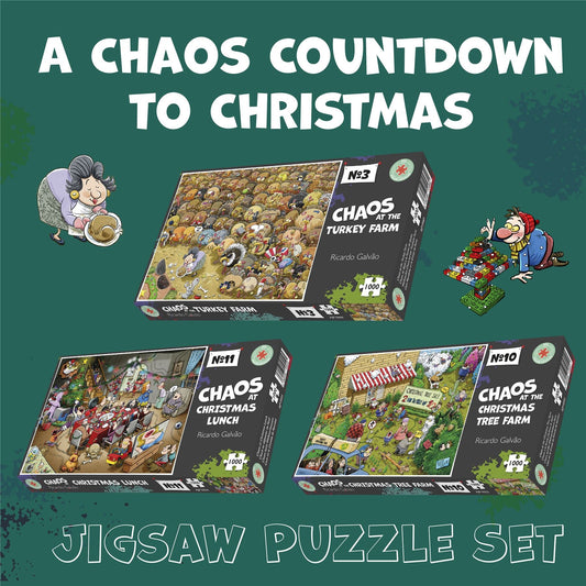 Chaos Countdown To Christmas 3 x 1000 Piece Jigsaw Puzzle Set