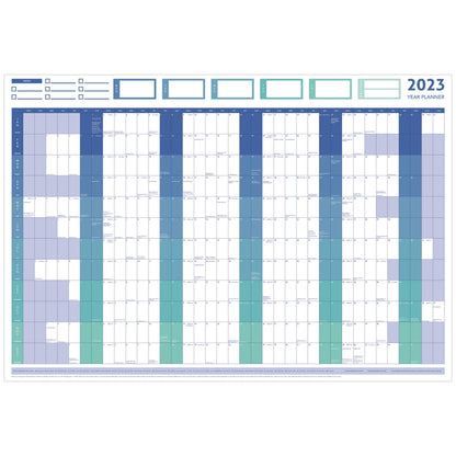 2023 GIANT YEAR WALL CHART AND HOLIDAY PLANNER BLUE