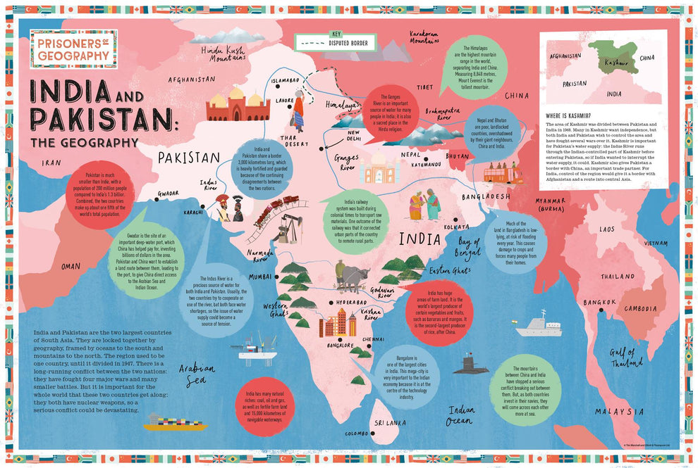 Prisoners of Geography India and Pakistan Educational Wall Map – Butler ...
