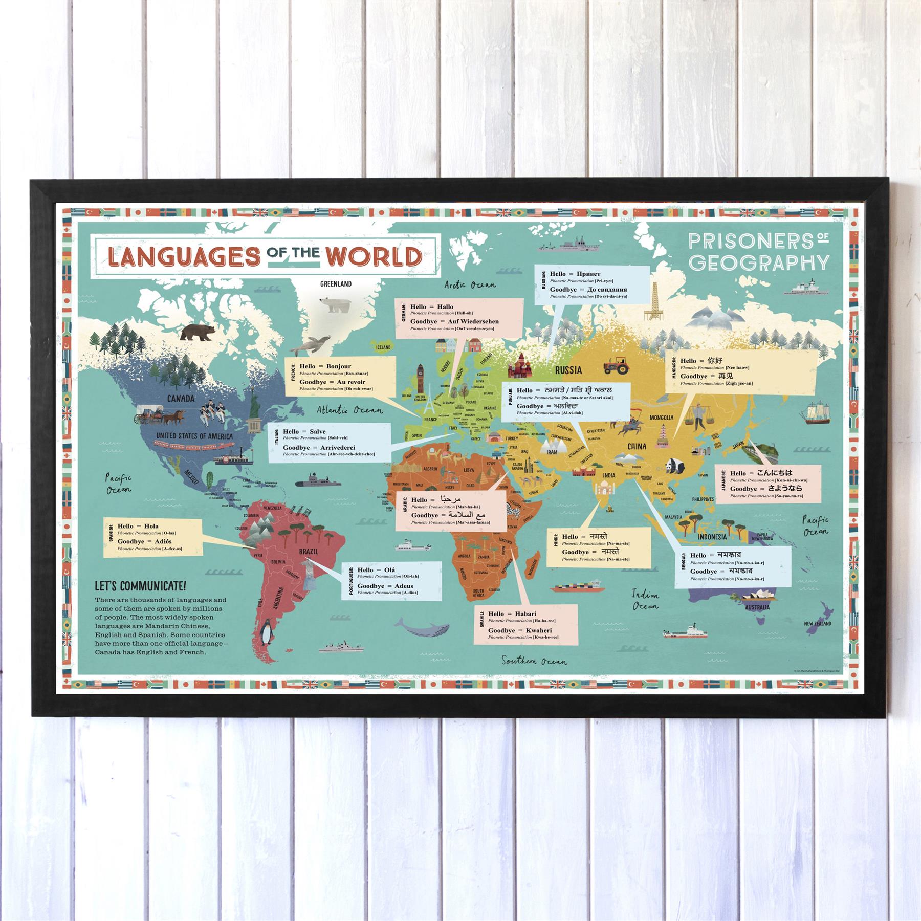 Language Types. Map Prisoners of Geography Languages Of The World Educational Wall Map ...