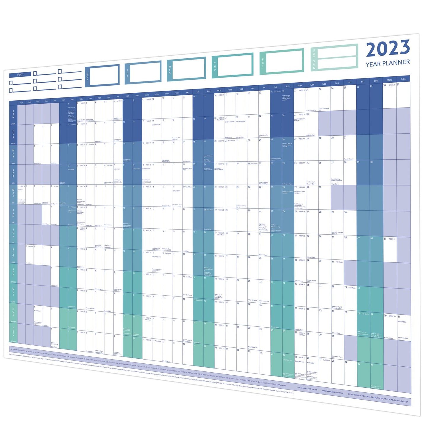 2023 GIANT YEAR WALL CHART AND HOLIDAY PLANNER BLUE 1