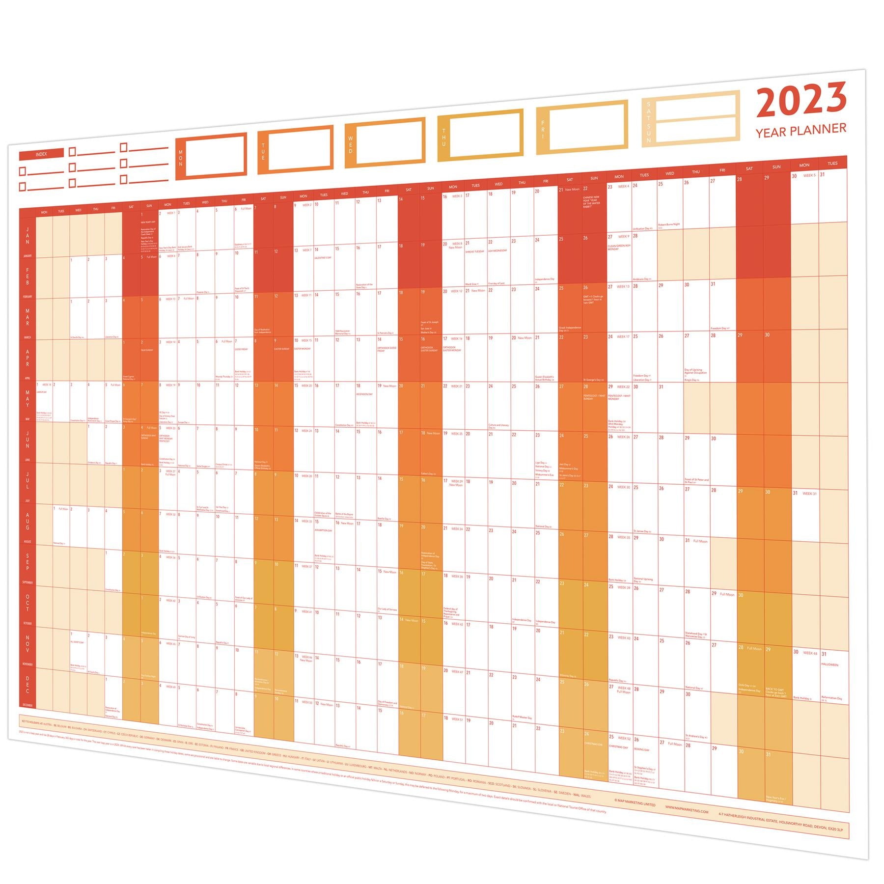 2023 GIANT YEAR WALL CHART AND HOLIDAY PLANNER RED 1
