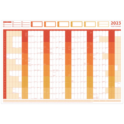 2023 GIANT YEAR WALL CHART AND HOLIDAY PLANNER RED