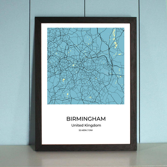 Birmingham City Map Wall Art