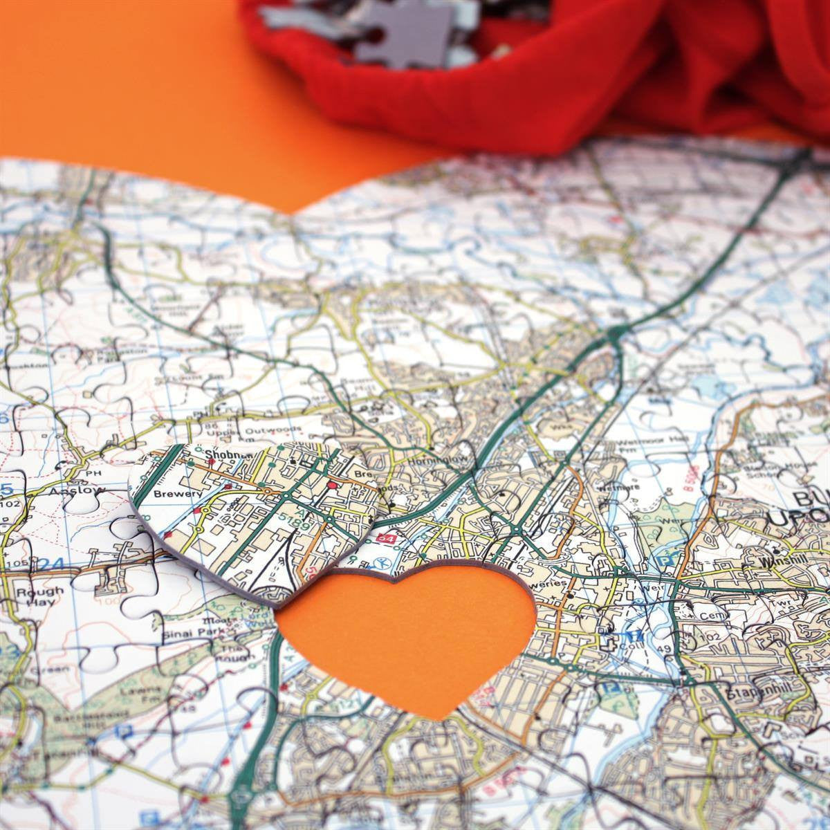 Jigsaw Puzzle - Personalised Heart-Shaped Map Jigsaw Puzzle