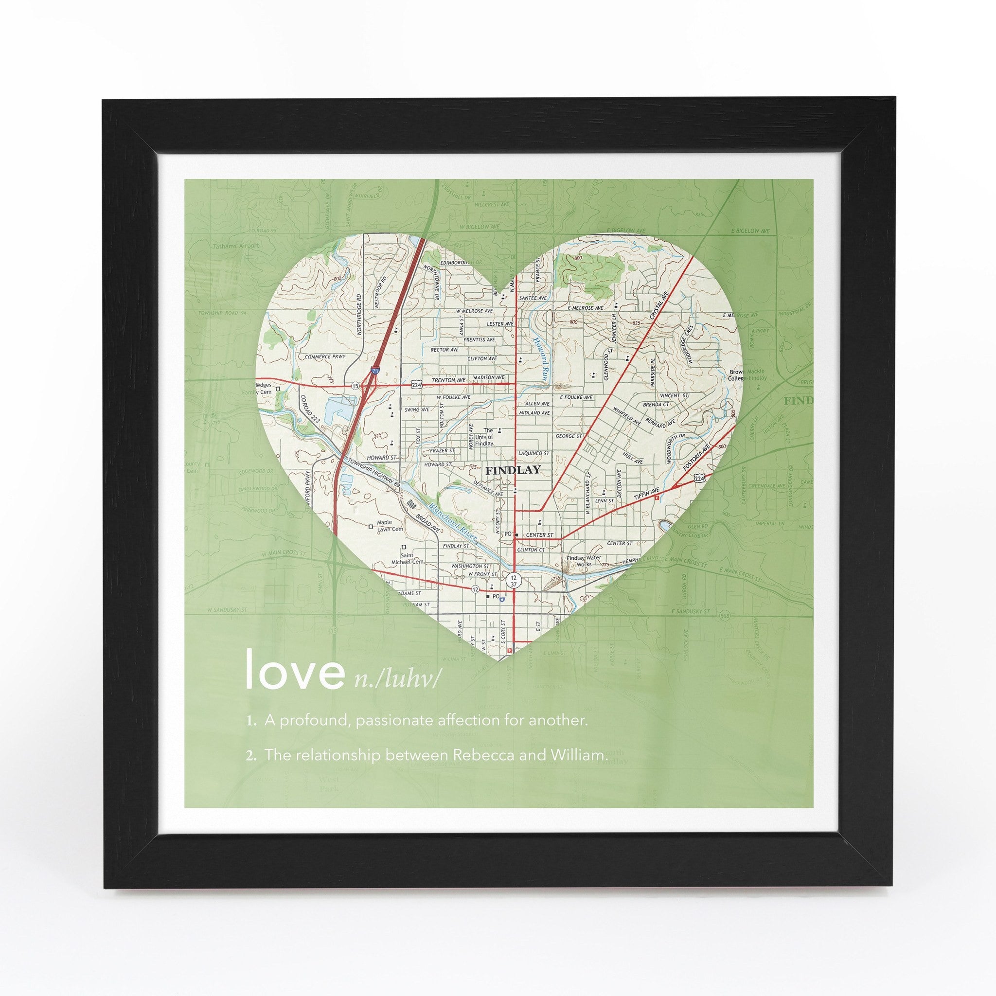 Personalized Framed Heart US Map Butler and Hill UK
