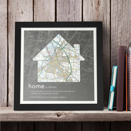 Wall Art - Personalised Framed Dictionary Definition Map - Home