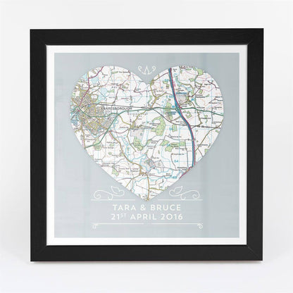 Wall Art - Single Heart – Personalised Map Art